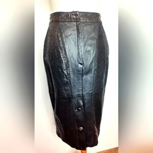 Vintage Charcoal Buttoned Midi Skirt